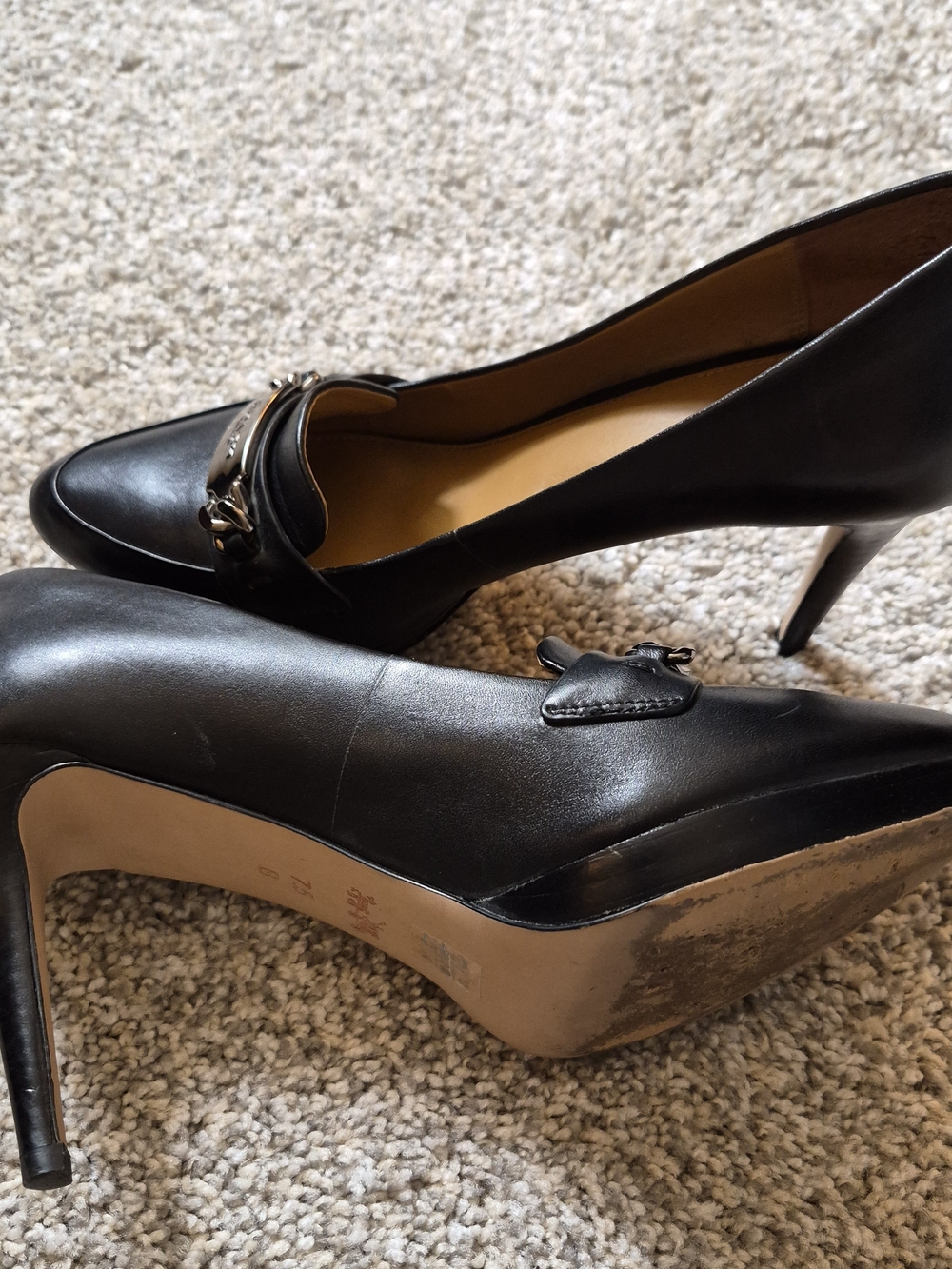 COACH Black Leather Loafer with Silver Plaque 7.5B - Picture 3 of 9